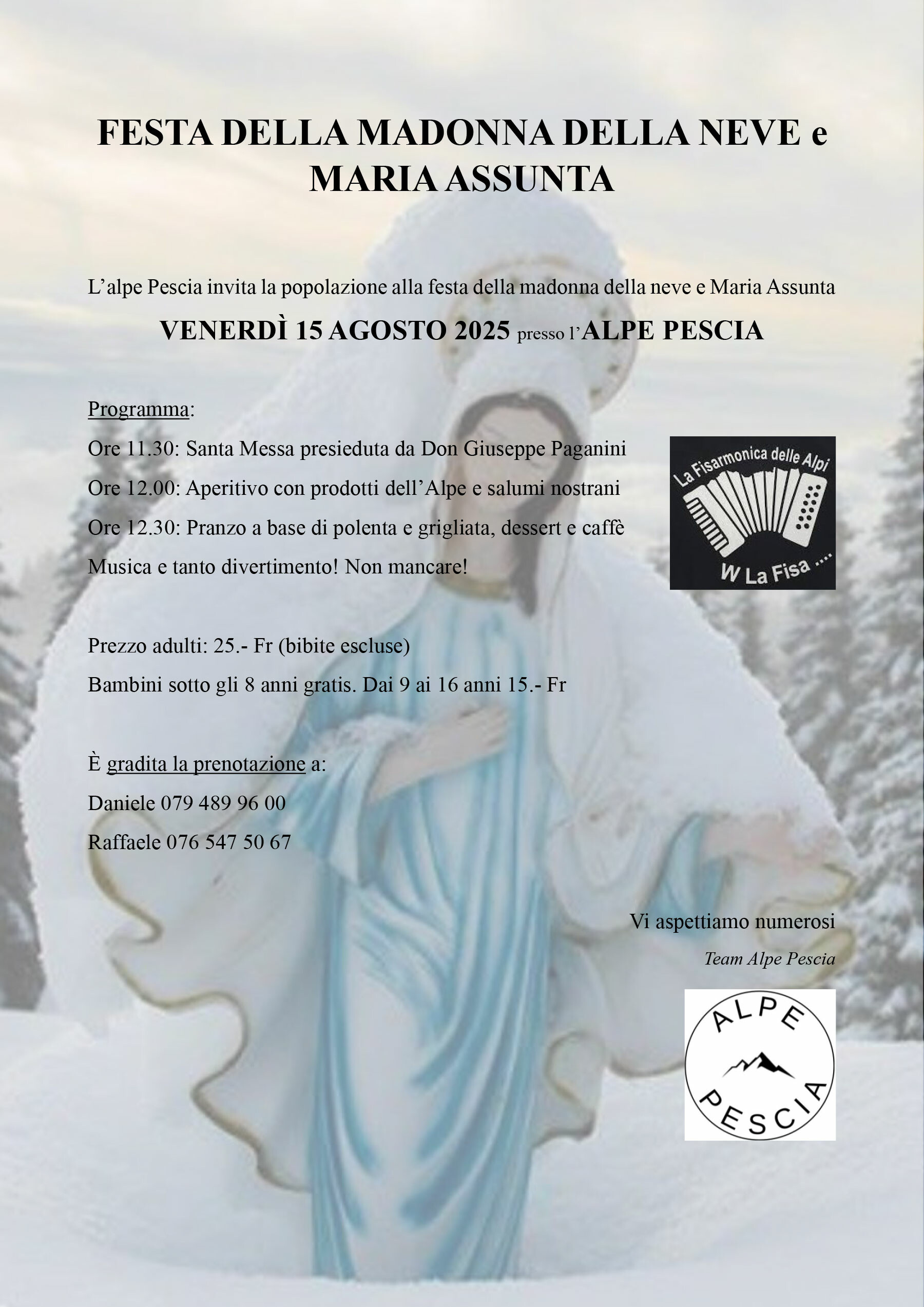 FESTA DELLA MADONNA DELLA NEVE E MARIA ASSUNTA con fisa a05ed