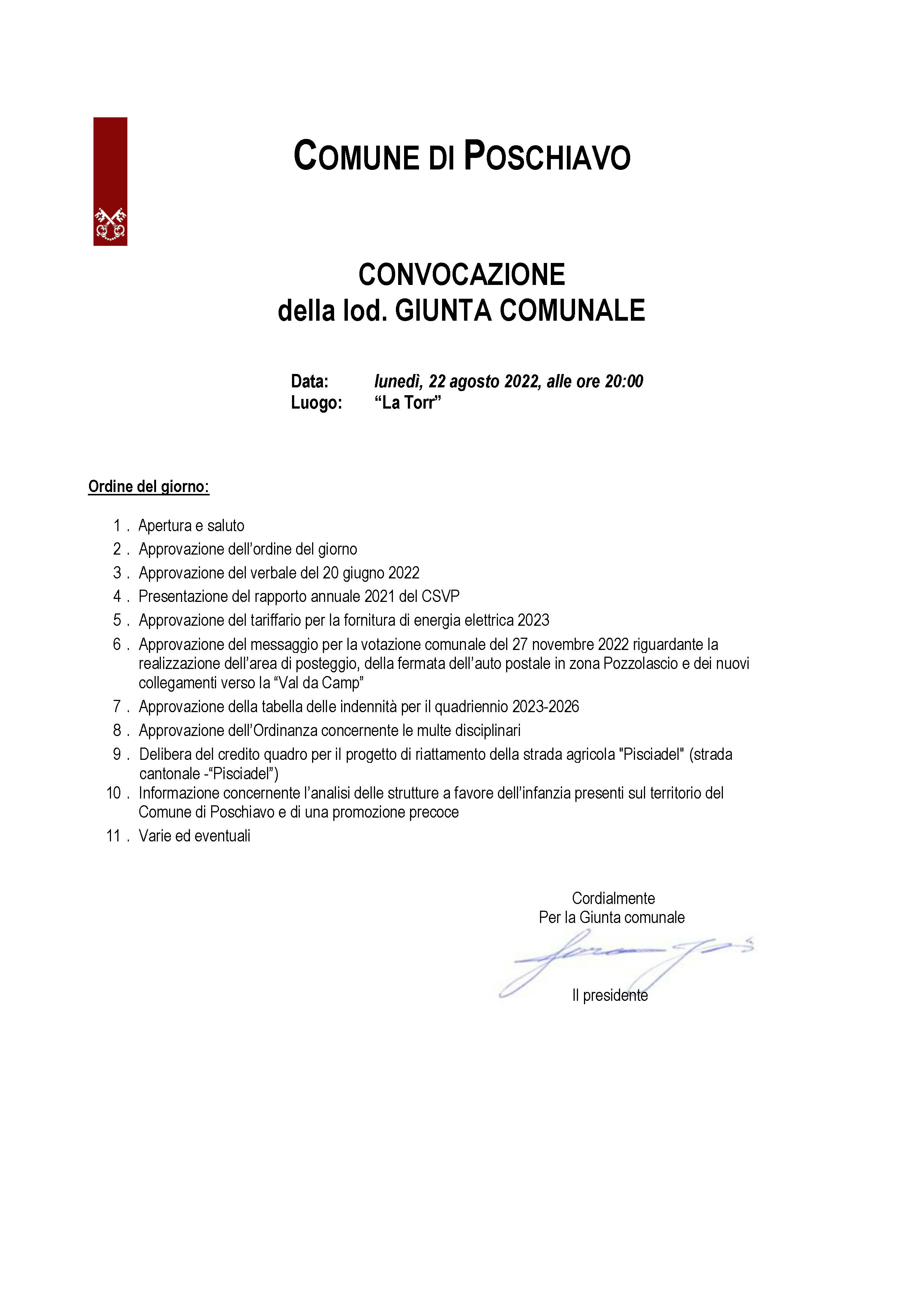 Ordine del giorno GC 19b27