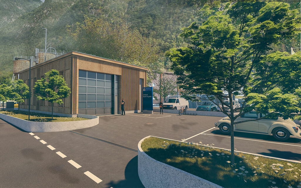 Visualisierung Prüfhalle Strassenverkehrsamt Roveredo  W 1600  H 0 74197